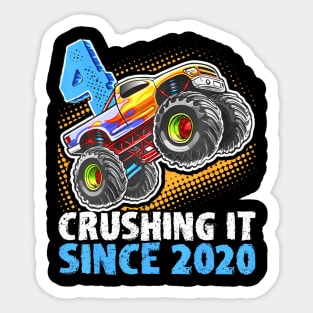 Monster Truck 4 Year Old Boys 4Th Birthday Party Born 2020 Sticker